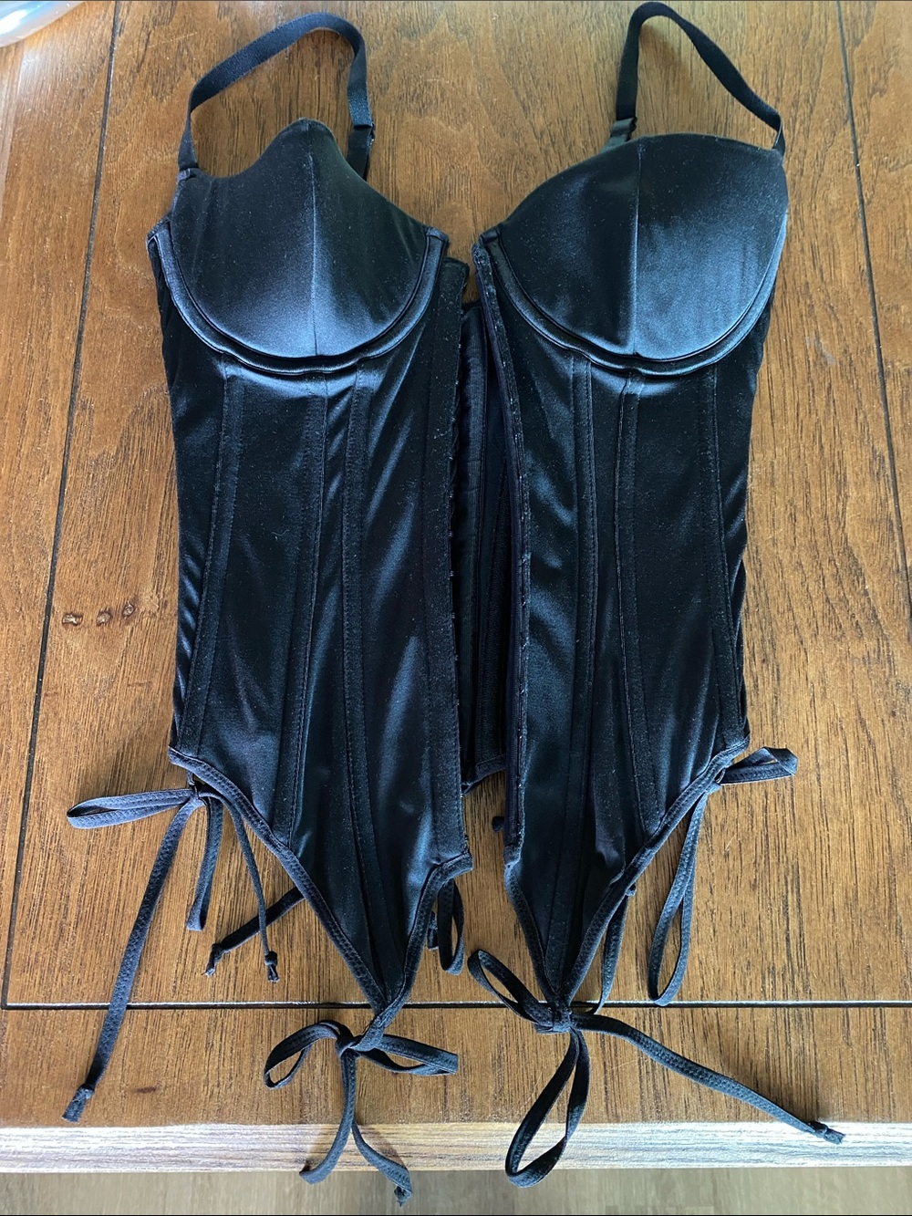 Victoria's Secret Black Satin Bustier Top